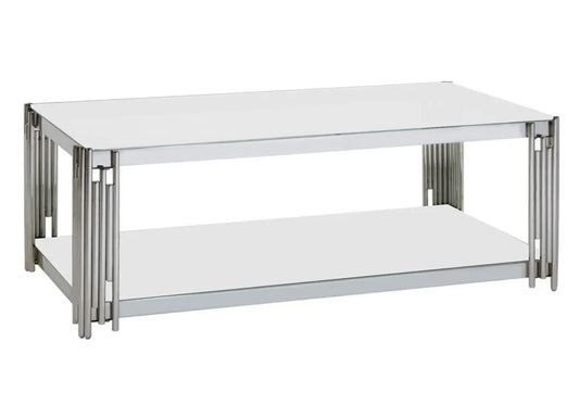 Table basse design chromé blanc ÈVE New Design