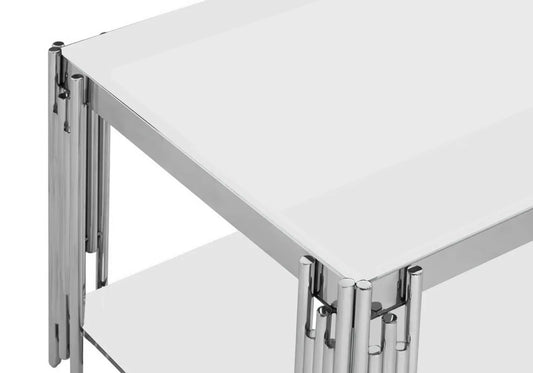 Table basse design chromé blanc ÈVE New Design