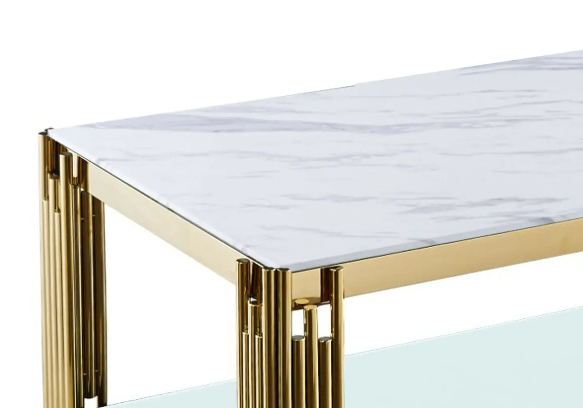 Table basse doré marbre blanc ÈVE New Design
