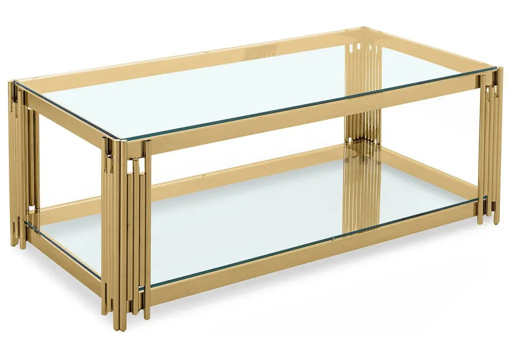 Table basse doré verre trempé ÈVE New Design