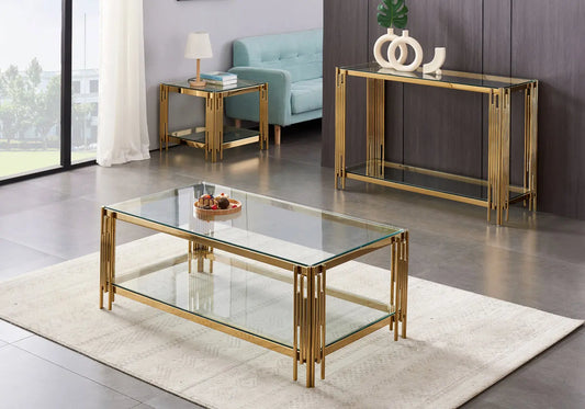 Table basse doré verre trempé ÈVE New Design