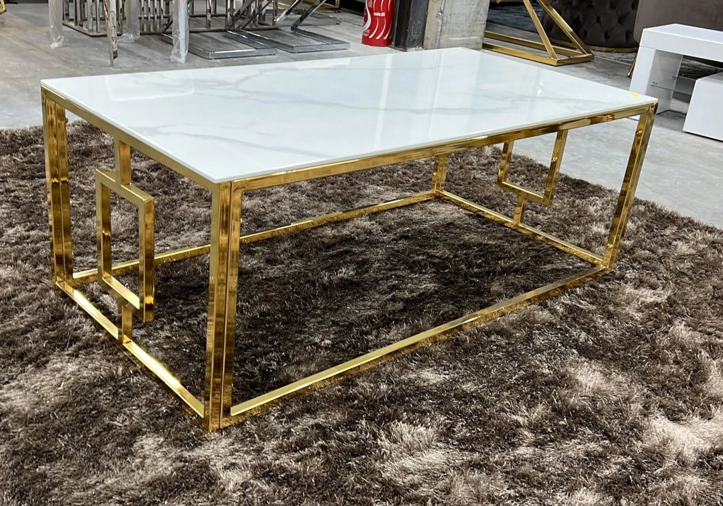 Table basse dorée marbre blanc GLORY New Design