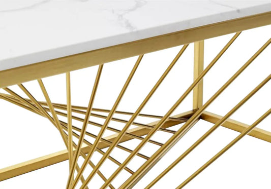 Table basse dorée marbre blanc LUC New Design