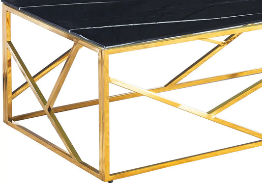 Table basse dorée marbre noir ILÉA New Design