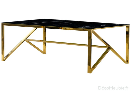 Table basse dorée marbre noir JESSY New Design