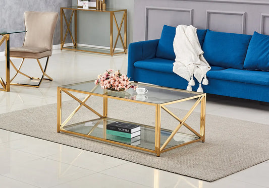 Table basse dorée verre ZEPHYR New Design