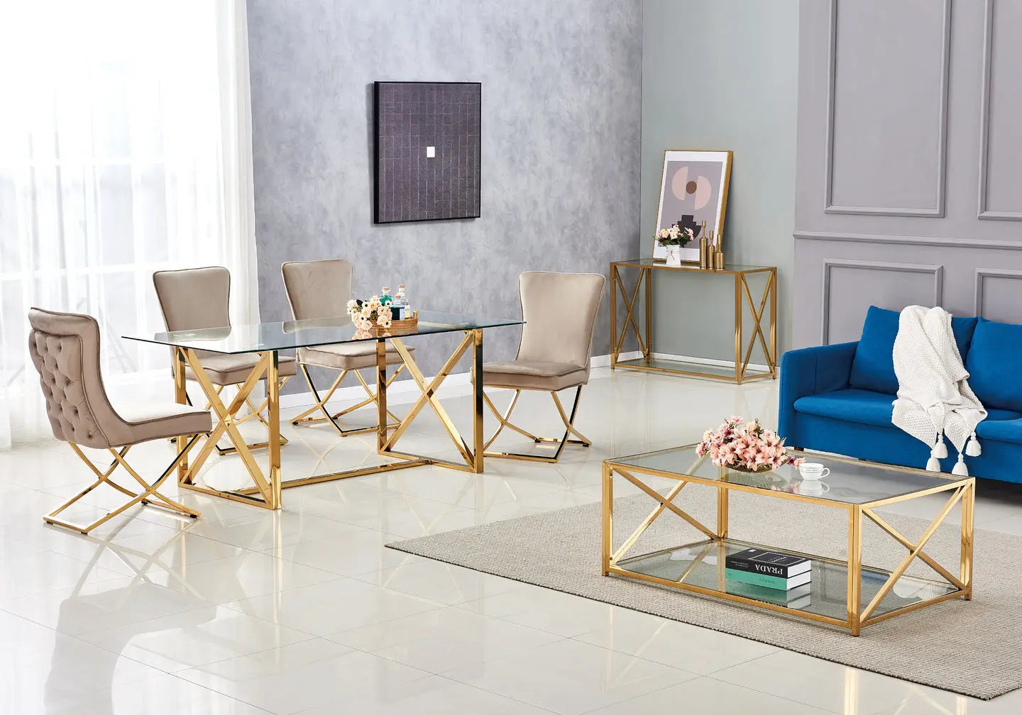 Table basse dorée verre ZEPHYR New Design