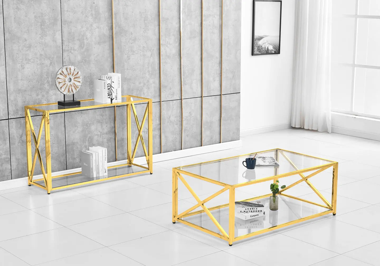 Table basse dorée verre ZEPHYR New Design