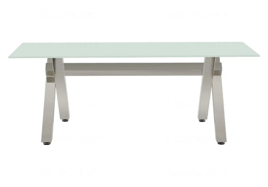 Table basse en verre pied argent CROSS New Design