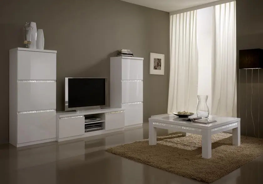 Table basse laqué blanc ROMA Crome Italian Mobili