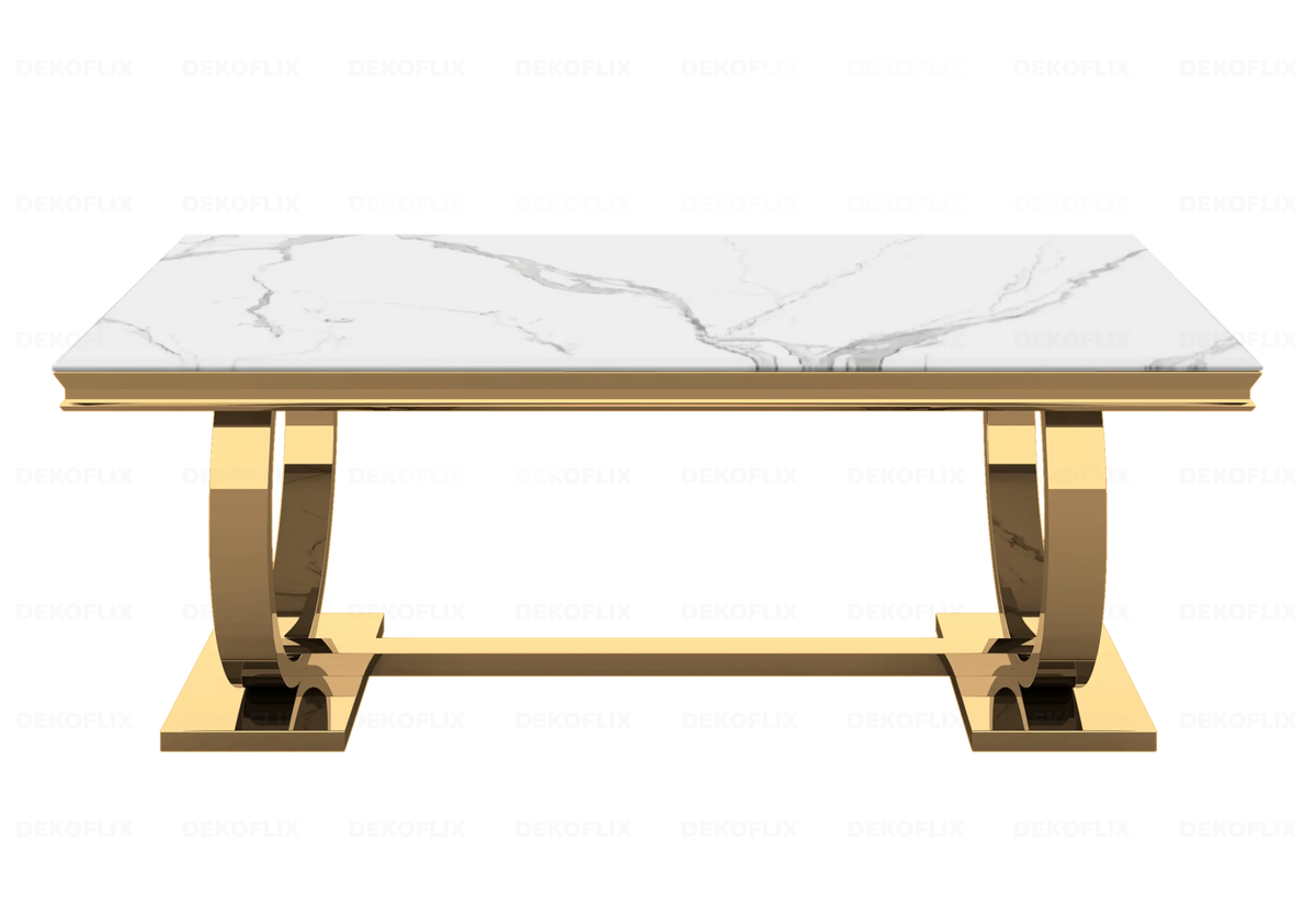 Table basse marbre blanc dorée design BOBO New Design