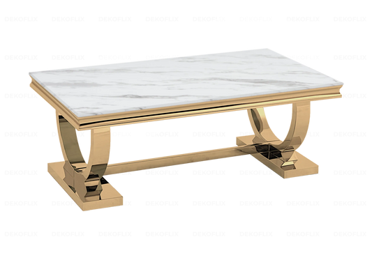 Table basse marbre blanc dorée design BOBO New Design