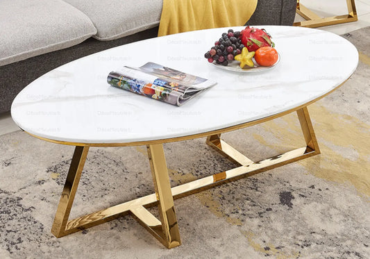 Table basse marbre blanc doré GRACY New Design