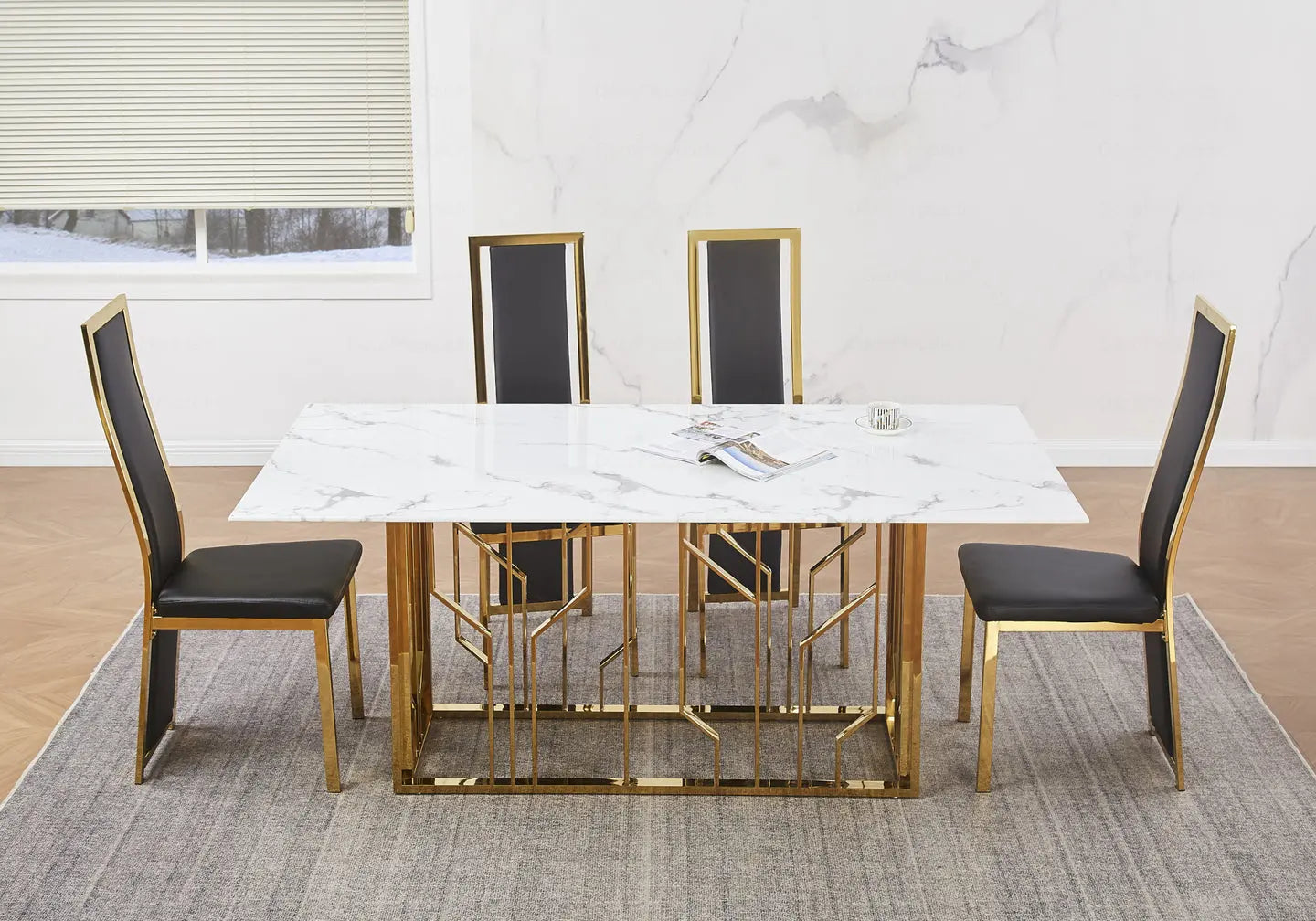 Table basse marbre blanc doré PORTO New Design