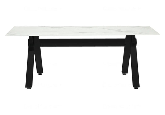 Table basse marbre blanc pied noir CROSS New Design
