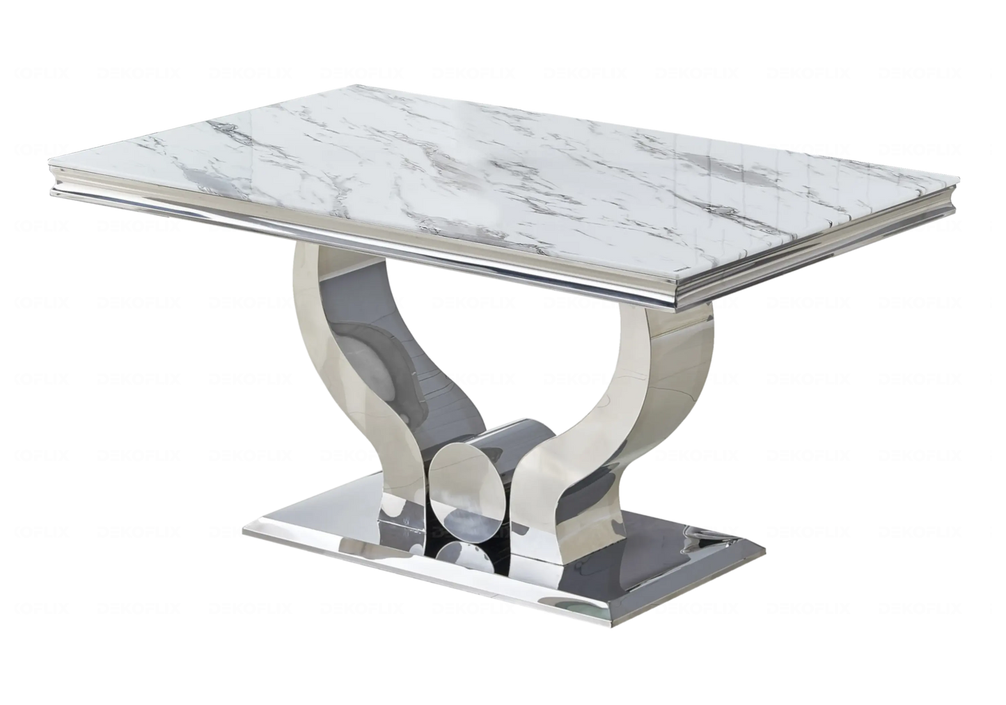 Table basse marbre blanc pieds métal argent NEA New Design