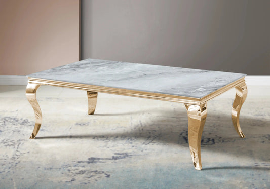 Table basse marbre gris pied doré - NEO New Design