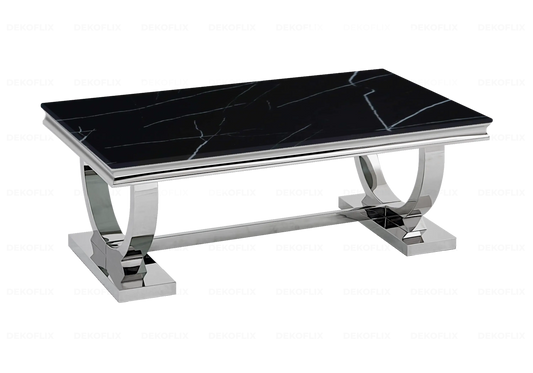 Table basse marbre noir chromé design BOBO New Design