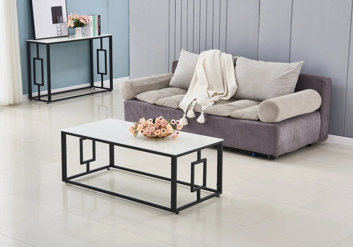 Table basse noire marbre blanc GLORY New Design