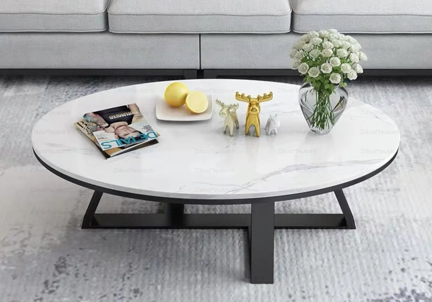 Table basse noire marbre blanc GRACY New Design