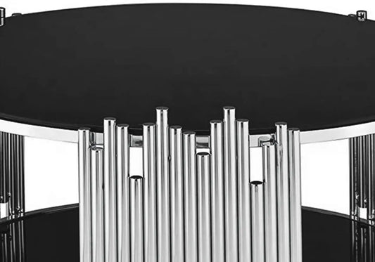 Table basse ronde chromé noir ÈVE New Design