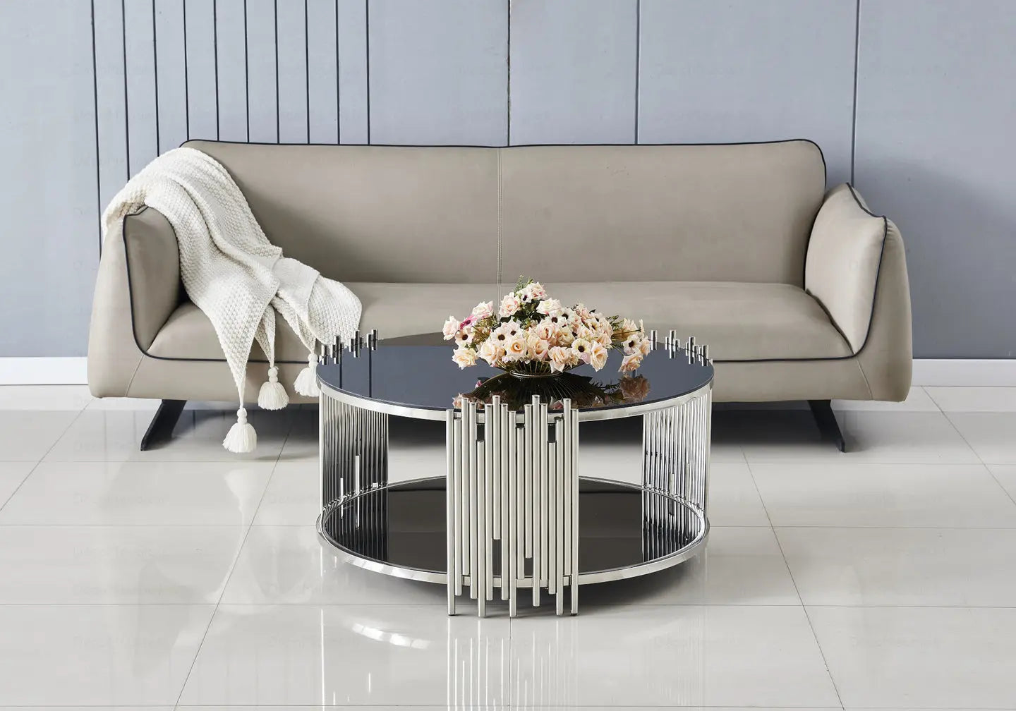 Table basse ronde chromé noir ÈVE New Design