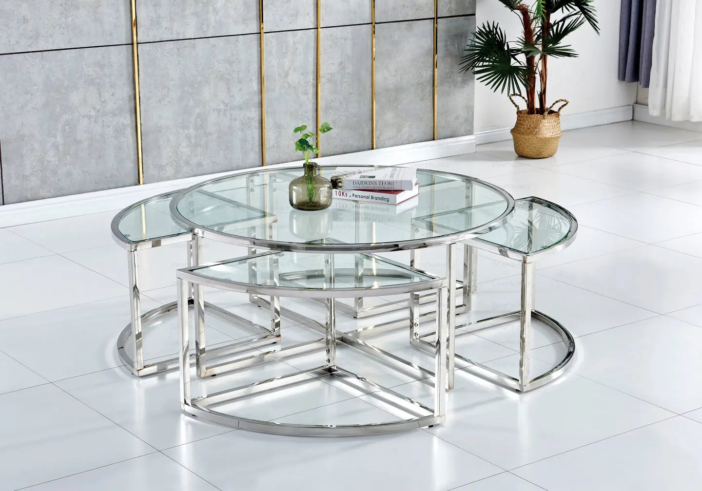 Table basse ronde design chromé PIO New Design
