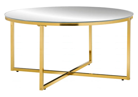 Table basse ronde dorée en verre GALA New Design