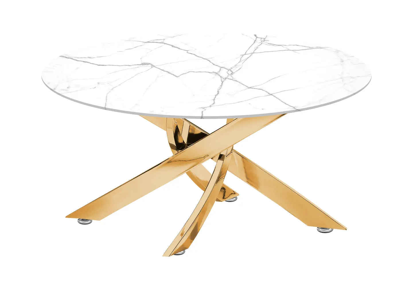 Table basse ronde dorée marbre blanc JOY New Design