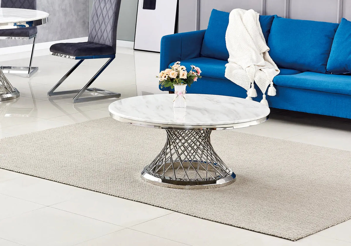Table basse ronde marbre blanc LUC New Design