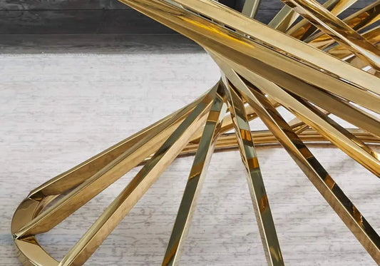 Table basse ronde marbre blanc doré RUBY New Design