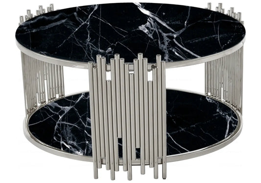 Table basse ronde marbre noir ÈVE New Design