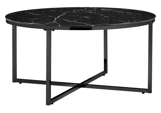 Table basse ronde noire en verre GALA New Design
