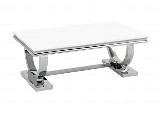 Table basse verre blanc chromé design BOBO New Design