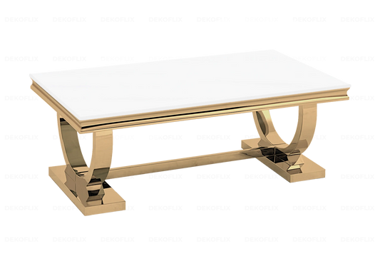 Table basse verre blanc dorée design BOBO New Design