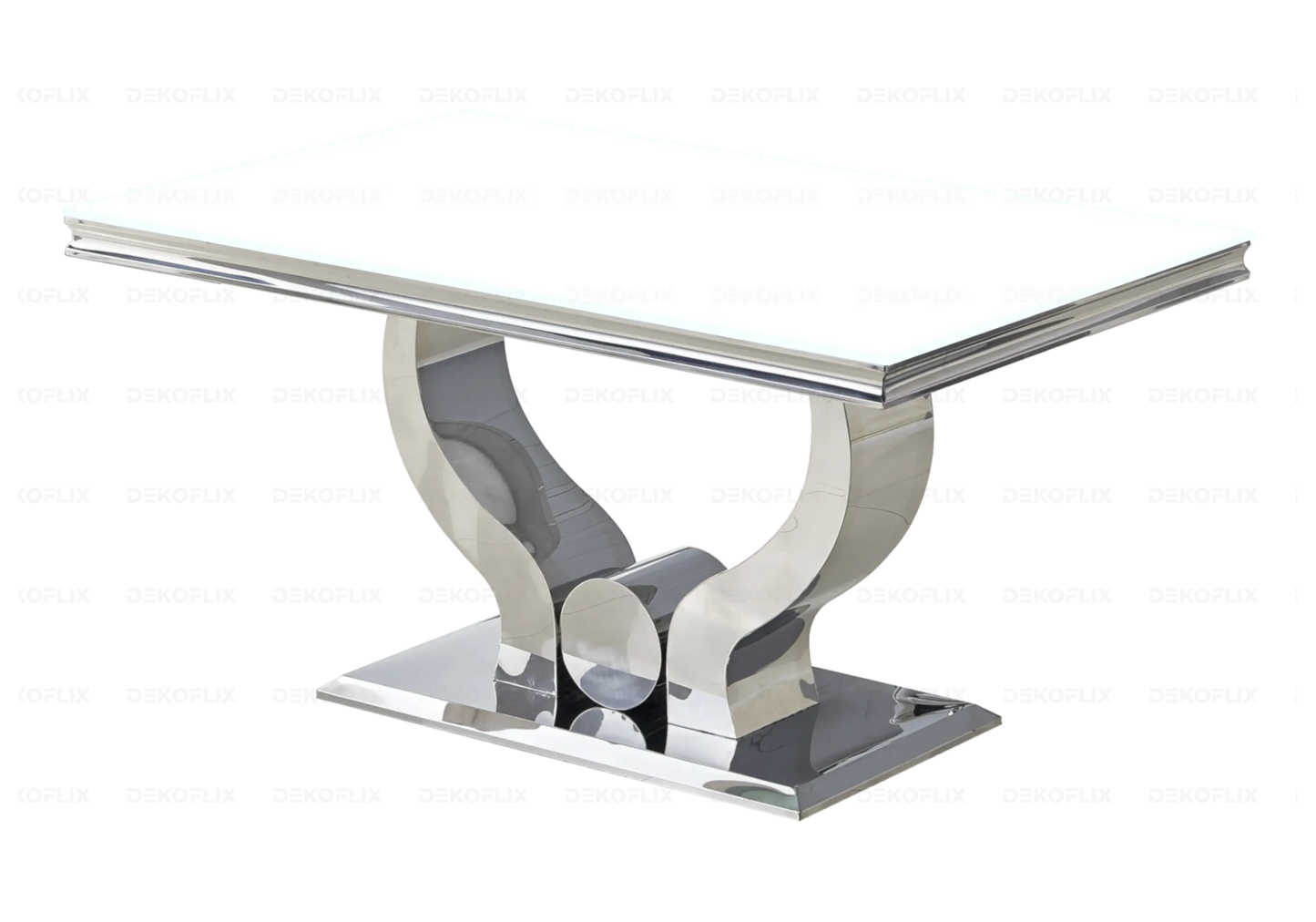 Table basse verre blanc pieds métal argent NEA New Design