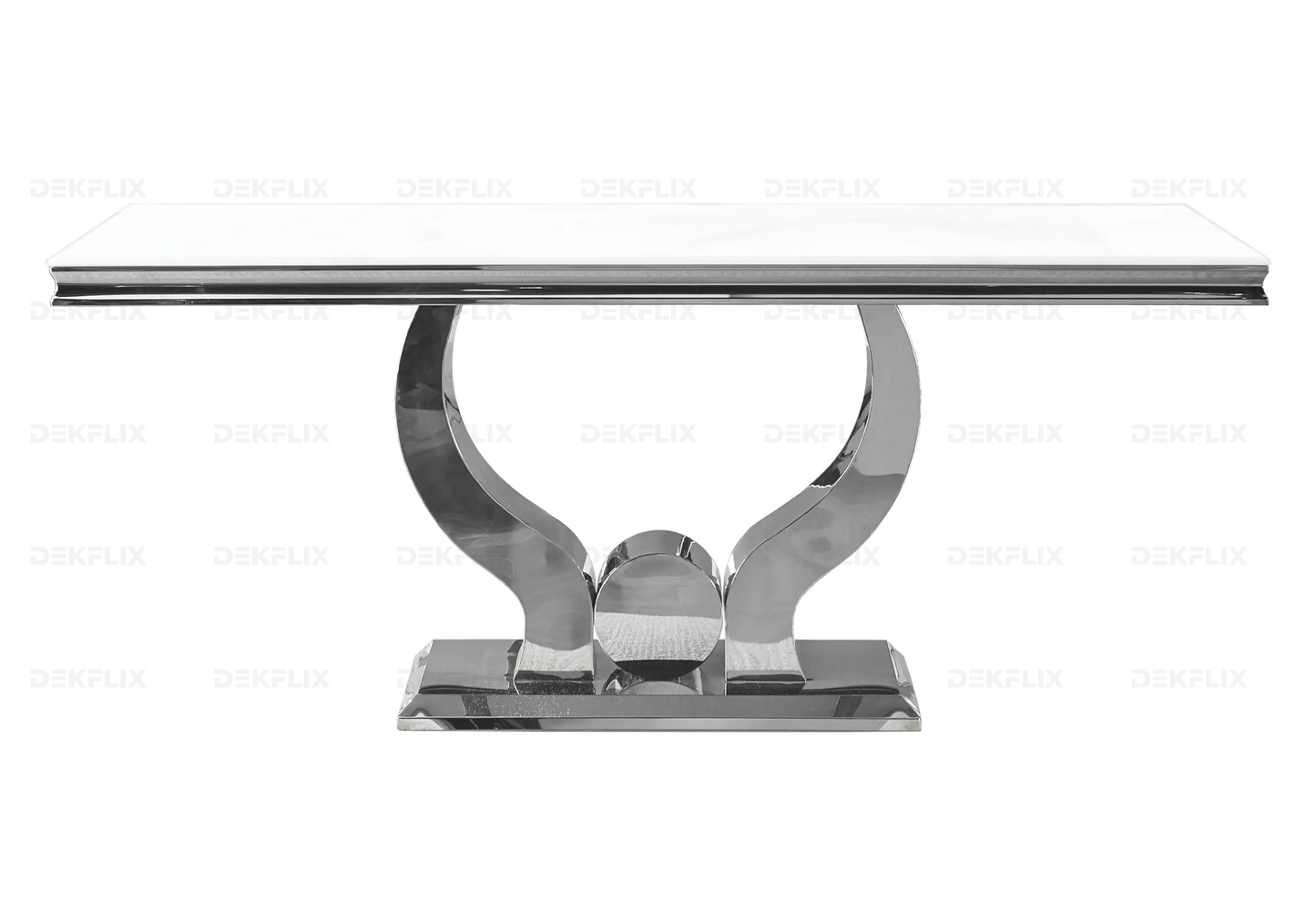 Table basse verre blanc pieds métal argent NEA New Design