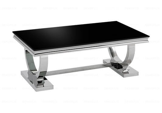 Table basse verre noir chromé design BOBO New Design