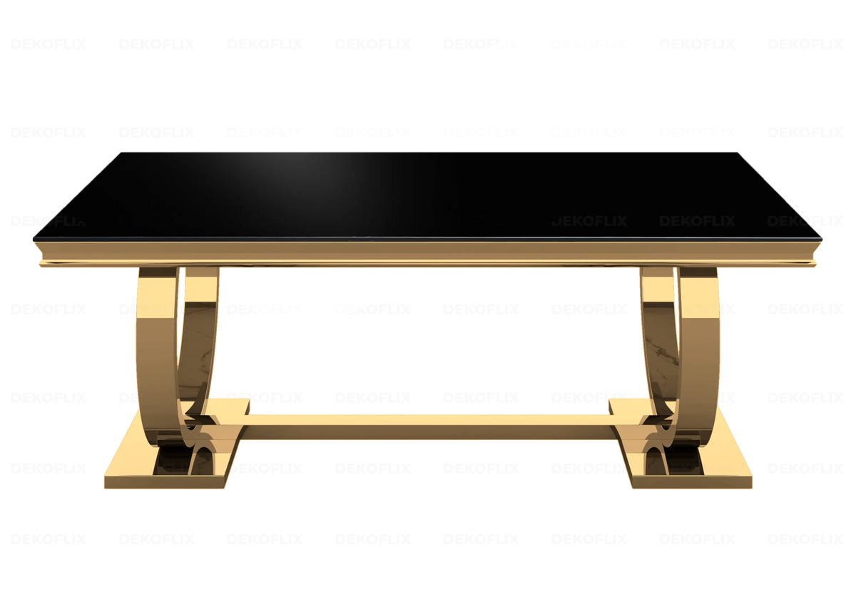 Table basse verre noir dorée design BOBO New Design