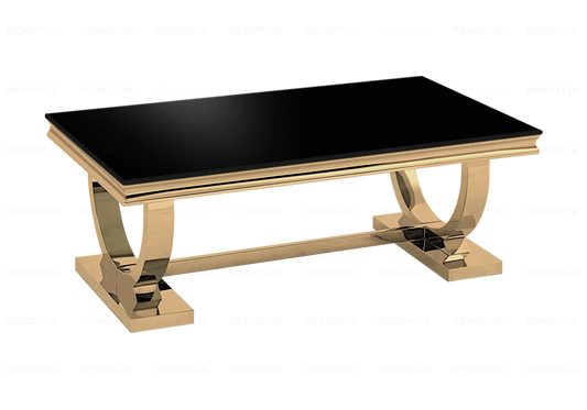 Table basse verre noir dorée design BOBO New Design