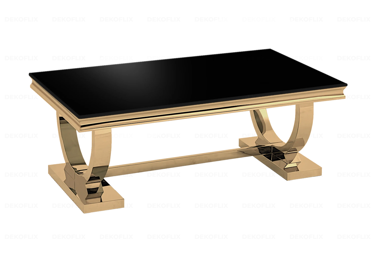 Table basse verre noir dorée design BOBO New Design