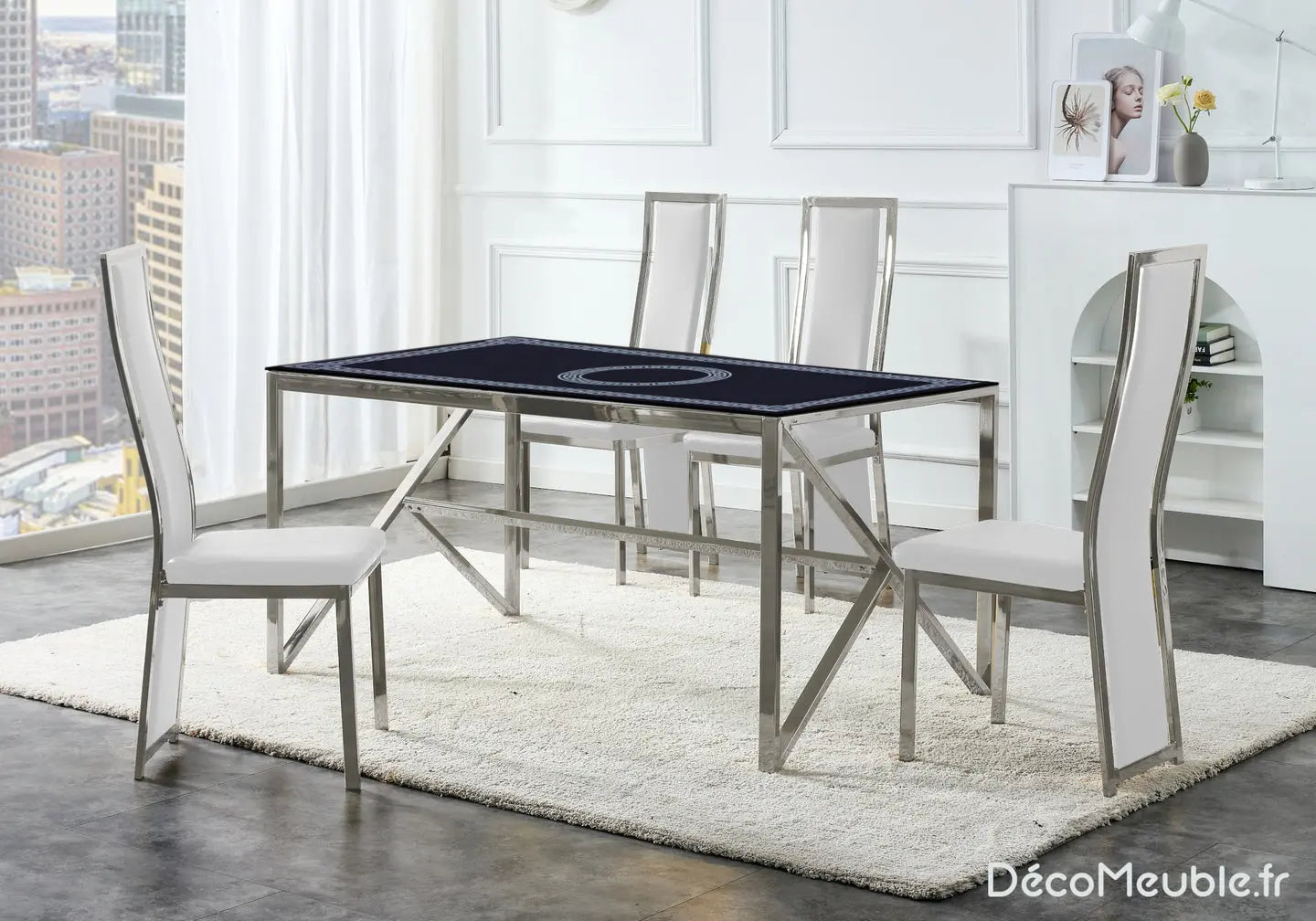 Table et chaise noir marbre blanc DIA New Design
