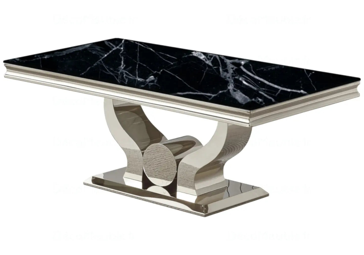 Table et chaises marbre noir argent NEA New Design