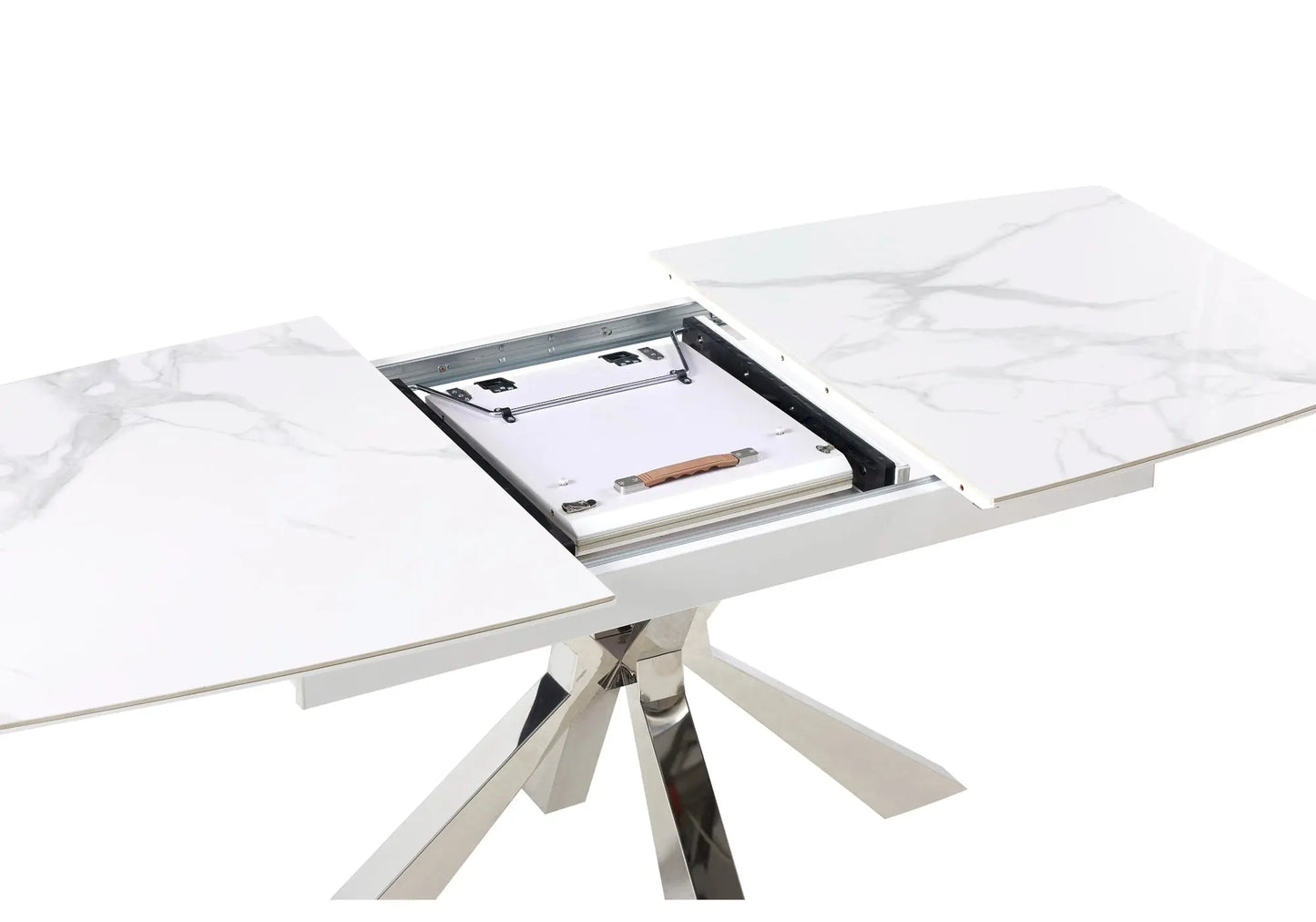 Table extensible céramique chromé marbre blanc URSO New Design