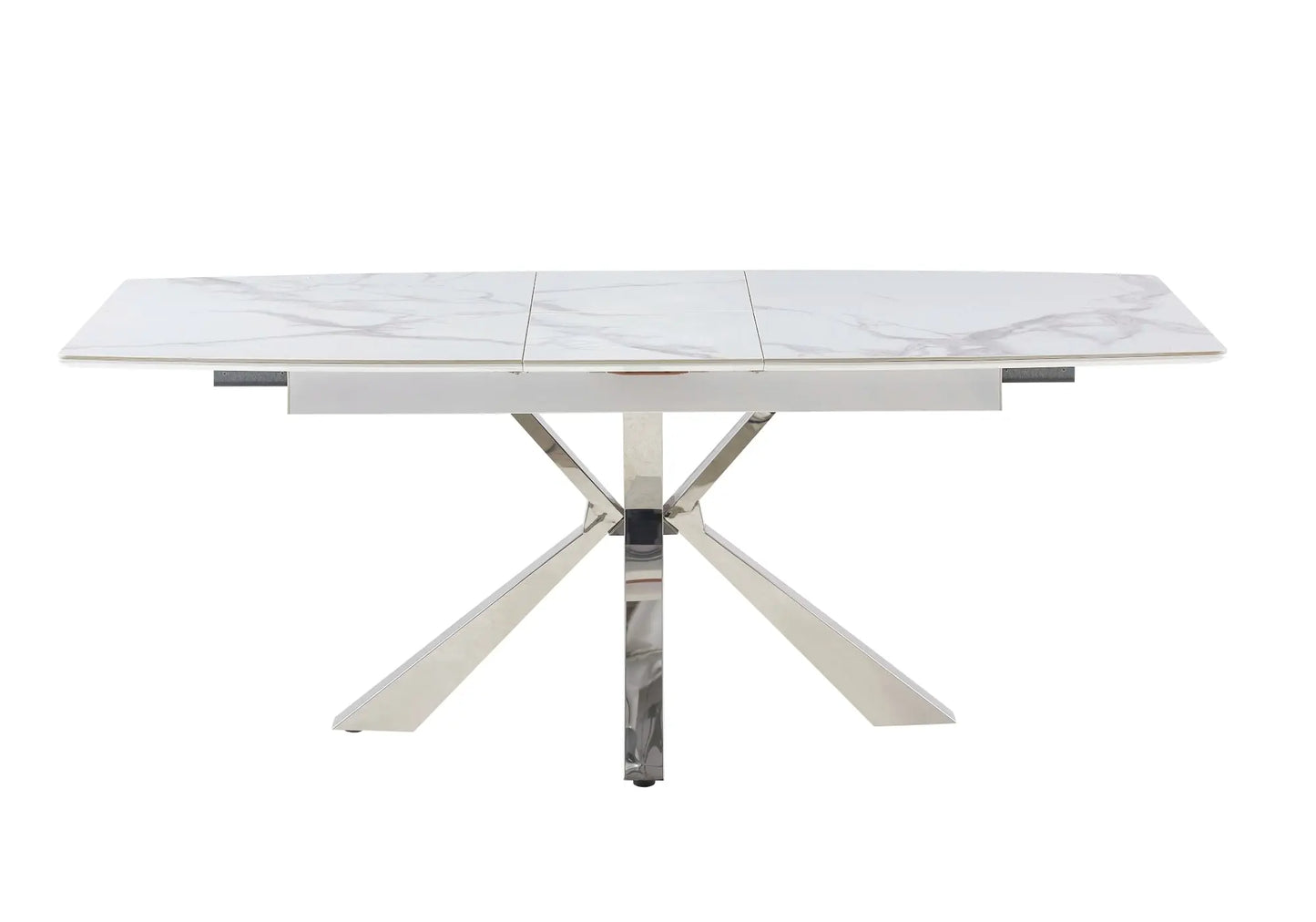 Table extensible céramique chromé marbre blanc URSO New Design