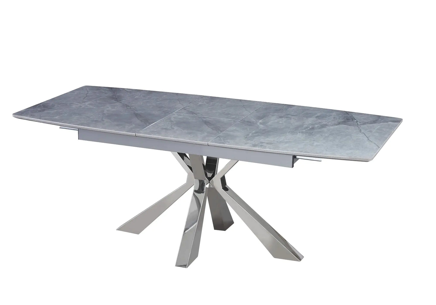 Table extensible céramique chromé marbre blanc URSO New Design