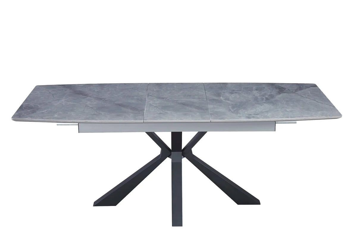Table extensible céramique noir marbre gris URSO - DEKOFLIX