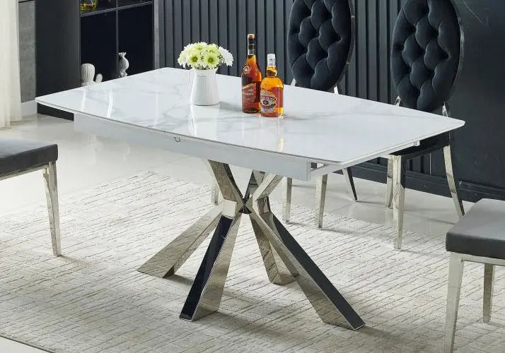 Table extensible design marbre blanc LIKA New Design