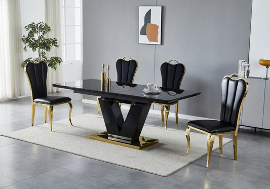 Table extensible dorée marbre noir MAX New Design