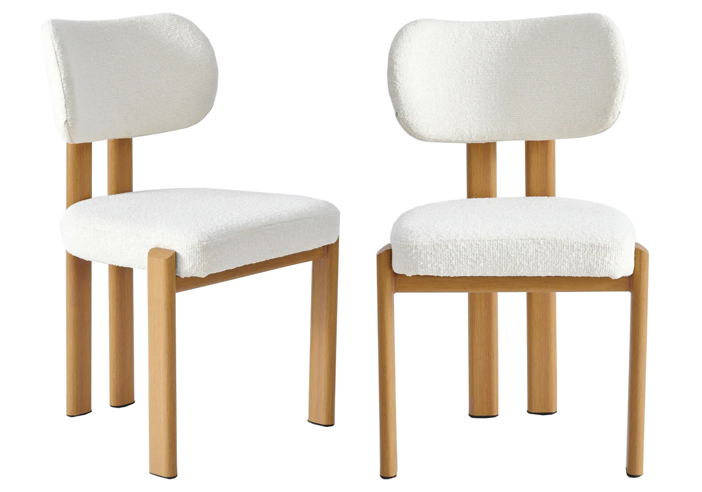 Table ronde travertin et chaises bouclées – INAYA Galerie du Mobilier